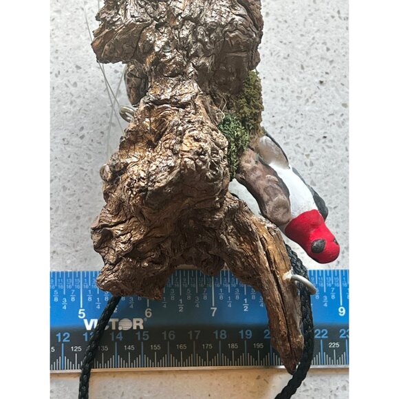 Handcrafted Loon Bird Sculpture Wind Chime With Ceramic Leaves & Natural Driftwo - Picture 6 of 16